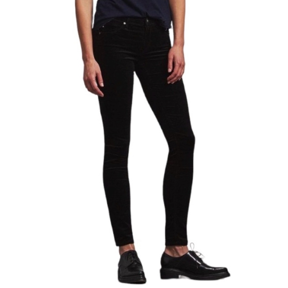 AG Adriano Goldschmied The Legging Super Skinny Black Velvet stretch jeans 24